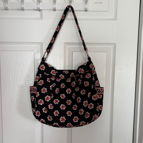 Vera Bradley Handbags - Vera Bradley Black and Red Floral Shoulder Bag